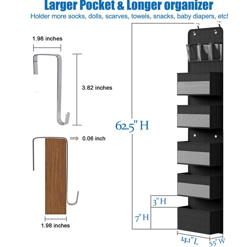 FF2433 Space Saving Toys Sundries Storage Holder Large Pockets Hanging Storage Bag Over Door Hanging Organizer Bag