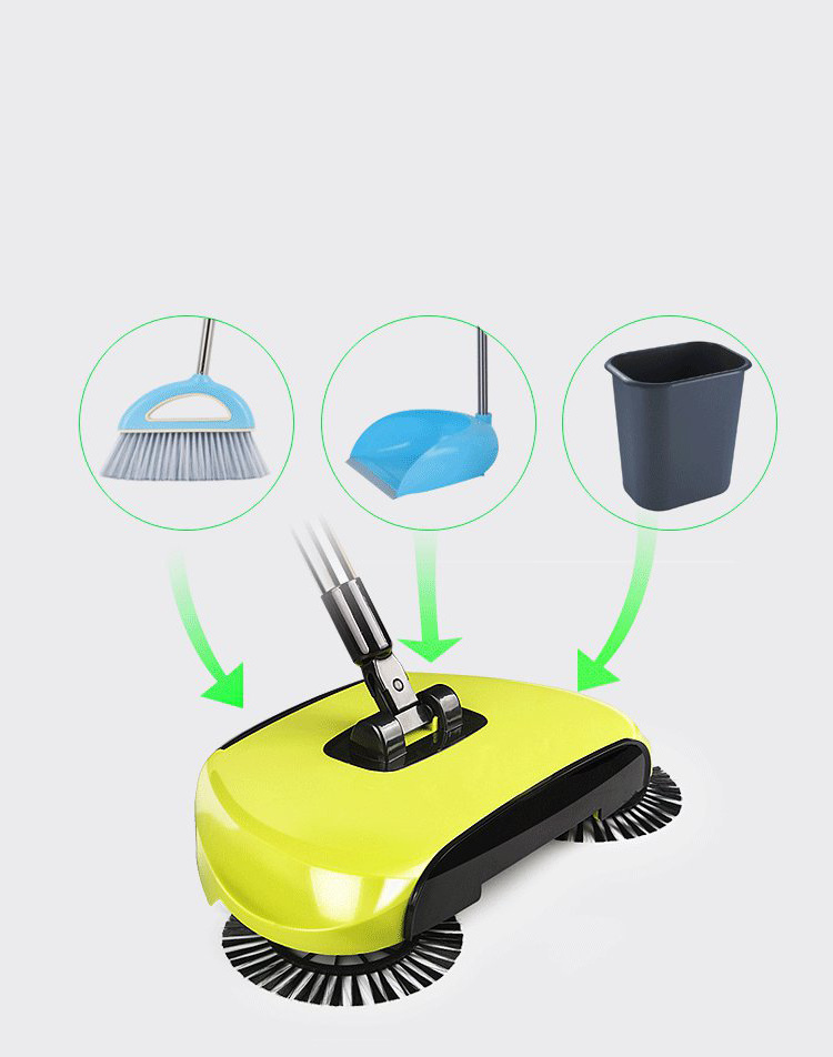 ZQ63 Handpush Sweeper Broom Rotating Hard Floor Cleaning Mop Automatic Brush Cleaner 360 Household No Elect Floor Dust Clean Mop