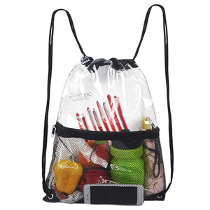 QL288  Hot Selling Travel Waterproof Storage Transparent Wash Bag Drawstring Beach Bag Outdoor Sports Storage Backpack