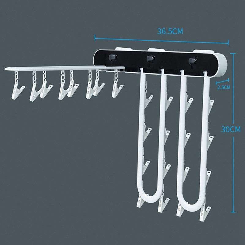 FF638 Wall Mounted Cloth Drying Hangers Laundry Drying Rack Foldable Underwear Towel Socks Clip Hangers