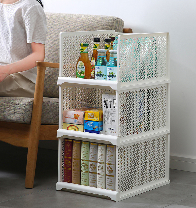 LTT1305 Plastic Storage Basket Storage Container Foldable Closet Organizers Storage Bins Drawer Shelf Stackable