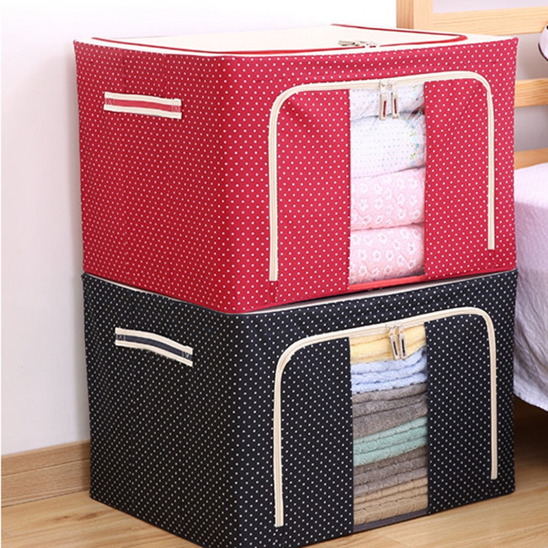 FF1104 Large Foldable Oxford Fabric Storage Bag Blankets Bedding Closet Organizer Clear Window Ziplock Clothes Storage Bag