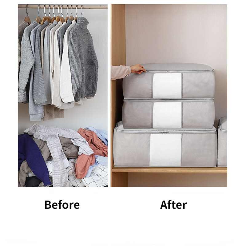 FF250 Home Bedding Comforters Blankets Zipper Storage Bag Closet Organizer Non-woven Fabrics Large Capacity Clothes Storage Bag