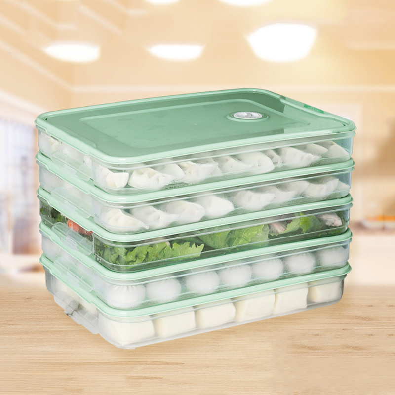 CXT293 Refrigerator Dumplings Storage Box Stackable Clear Vegetable Food Storage Box PET Refrigerator Organizer