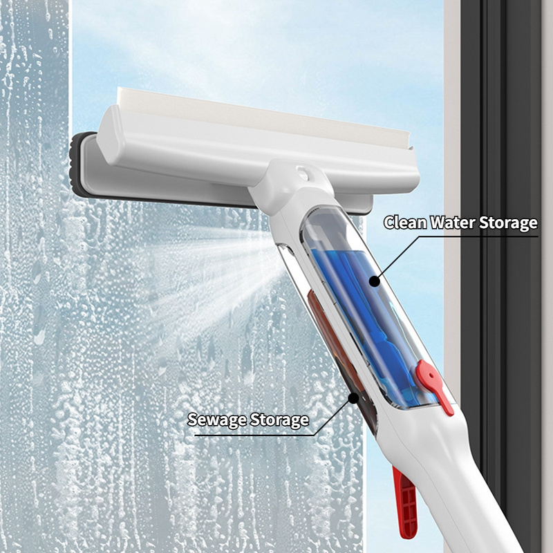 FF1118 3 in 1 Extendable Washing Window Squeegee with Spray Sponge Scrubber Cleaning Brush Window Squeegee Cleaner