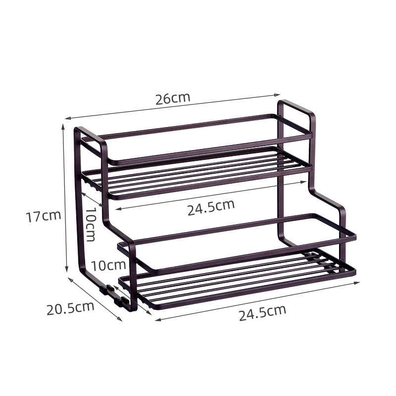 TXL330 Kitchen Double Layer Condiment Seasoning Storage Rack Iron Art Punch-free Desktop Pepper Bottle Spice Jars Rack