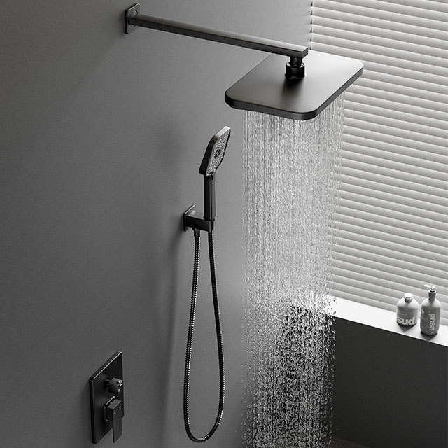 Rainfall Shower Recessed Wall Mounted Concealed Shower Valve Handheld Nozzle Control Valve Brass Stainless Steel Square Bathroom