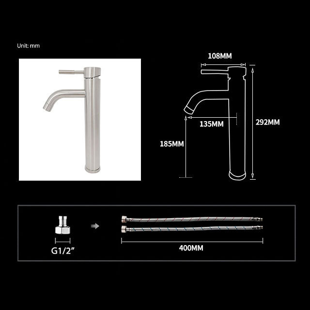 Bowl Bathroom Sink Faucet Brushed Nickel Single Handle Tall Bathroom Faucet Single Hole Mixer Sink Faucet