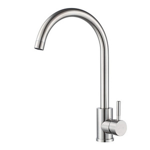 Stainless Steel Brushed Nickel Single Handle High Arc Kitchen Faucet, Commercial Single Hole Kitchen Sink Faucet, Modern Single