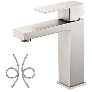 304 Stainless Steel Bathroom Faucet one Hole Mixer Tap Deck Mount Black Tap Single Handle Lavatory Basin Vanity Hidden Faucet