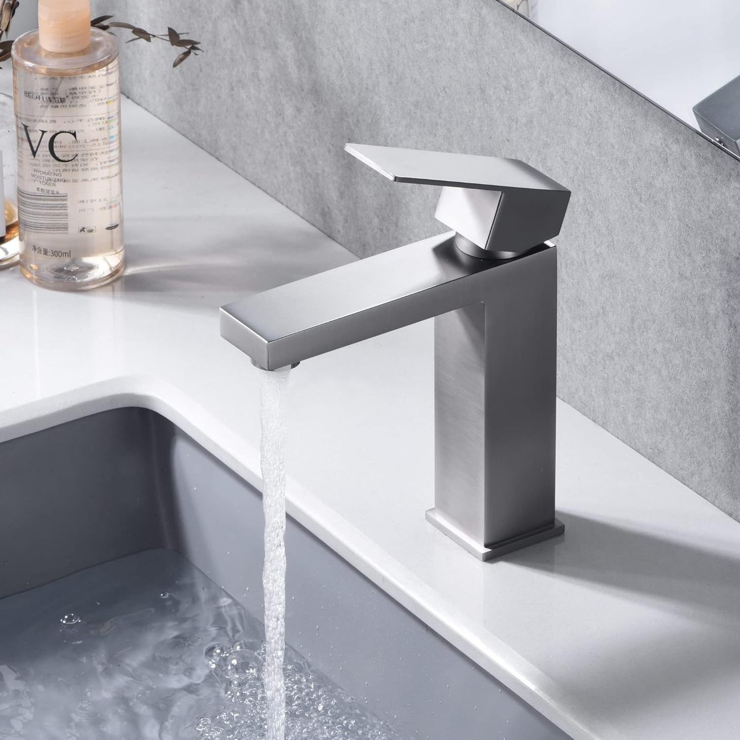 304 Stainless Steel Bathroom Faucet one Hole Mixer Tap Deck Mount Black Tap Single Handle Lavatory Basin Vanity Hidden Faucet