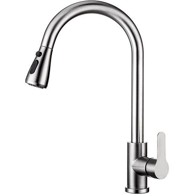 Brushed nickel stainless steel kitchen faucet Pull-out kitchen sink faucet with gravity ball multi-rinse function