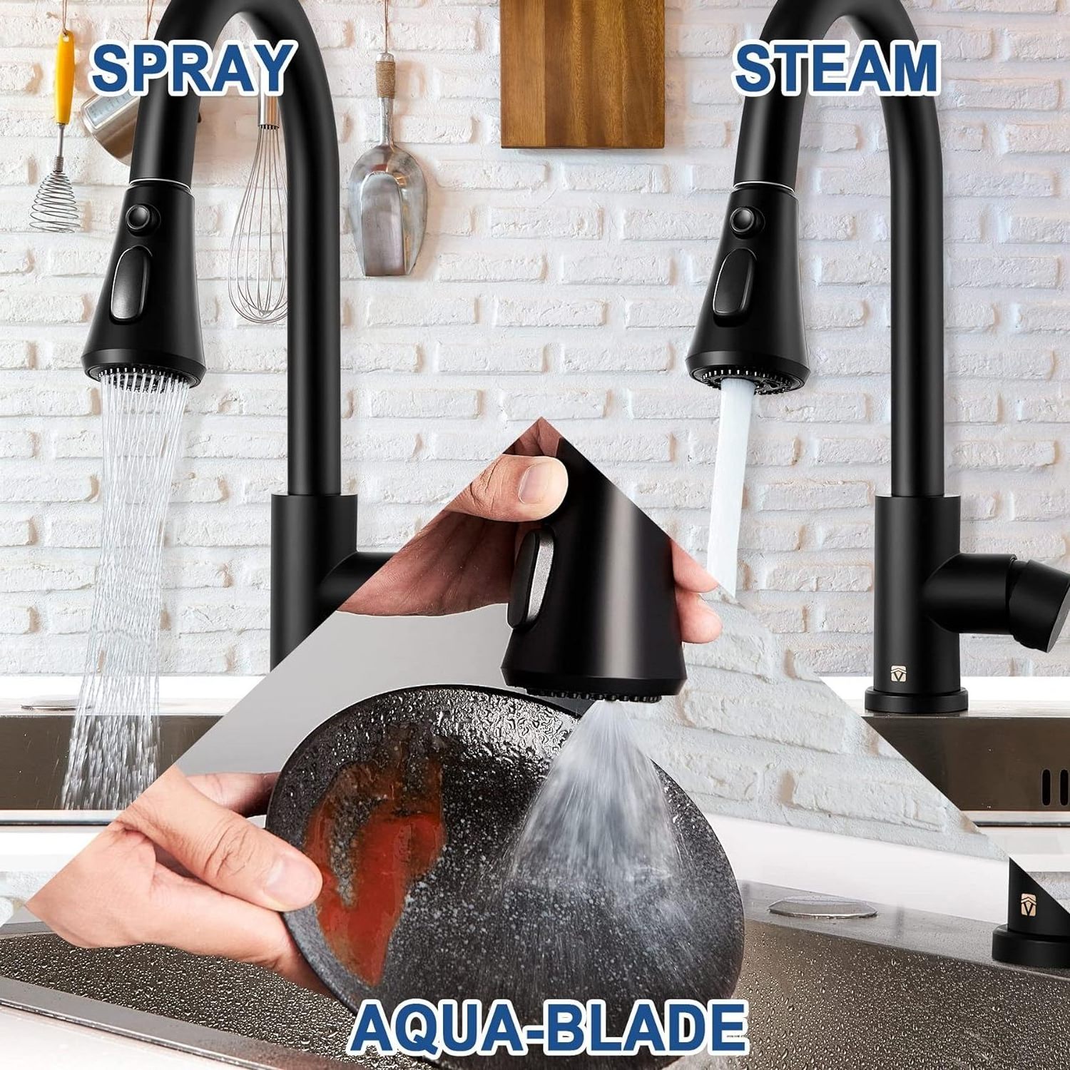 Factory Supply Pull Out Sink Faucet Stainless Steel Water Taps Watermark Black Faucets Kitchen Faucet