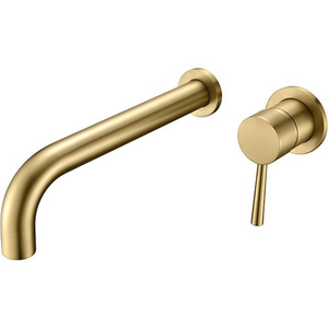 Wall Mount Bath Tub Faucet Brushed Gold Tub Filler Extra Long Spout with High Flow Rate Basin faucet wall mount