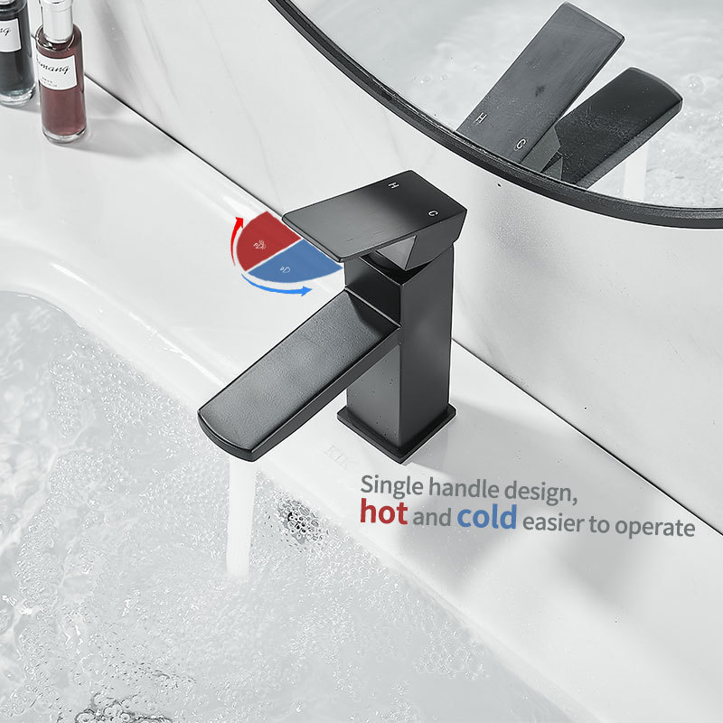 bathroom faucet 3 hole Matte Black Bathroom Faucet  Modern Single Handle Vanity Faucet Lead-Free with Hole Caps and Supply Pipe