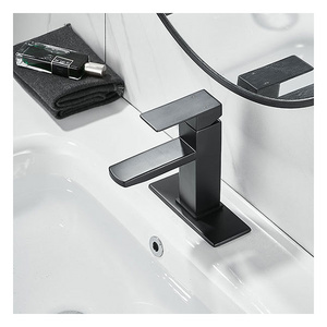 bathroom faucet 3 hole Matte Black Bathroom Faucet  Modern Single Handle Vanity Faucet Lead-Free with Hole Caps and Supply Pipe