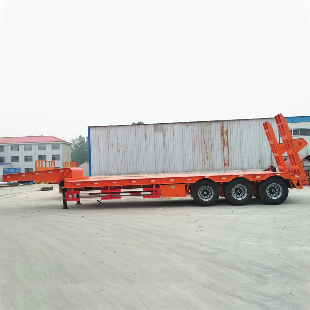 60Tons Low Bed Semi Trailer Dimensions Semi Flatbed Trailer Axle For Sale Made In China