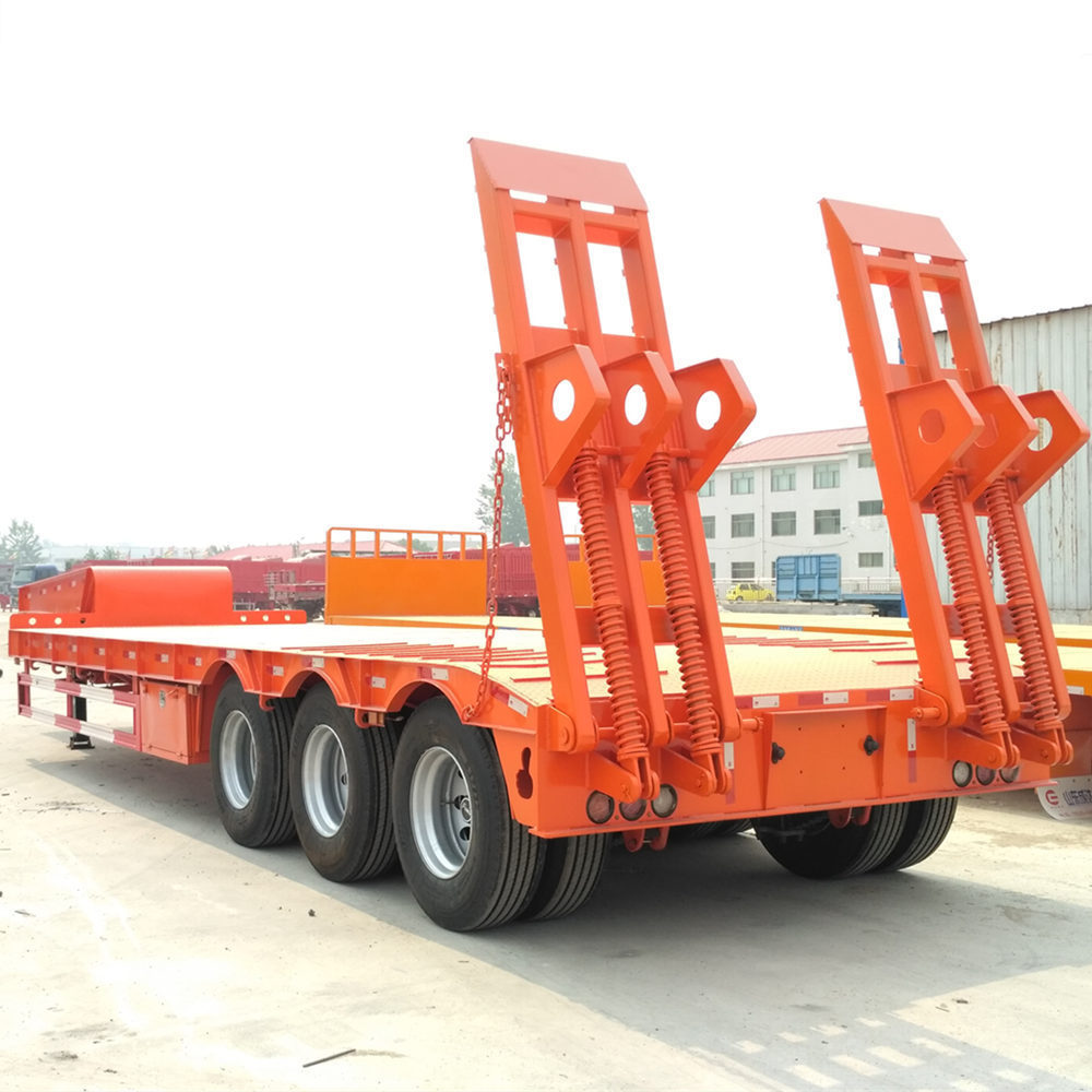 60Tons Low Bed Semi Trailer Dimensions Semi Flatbed Trailer Axle For Sale Made In China