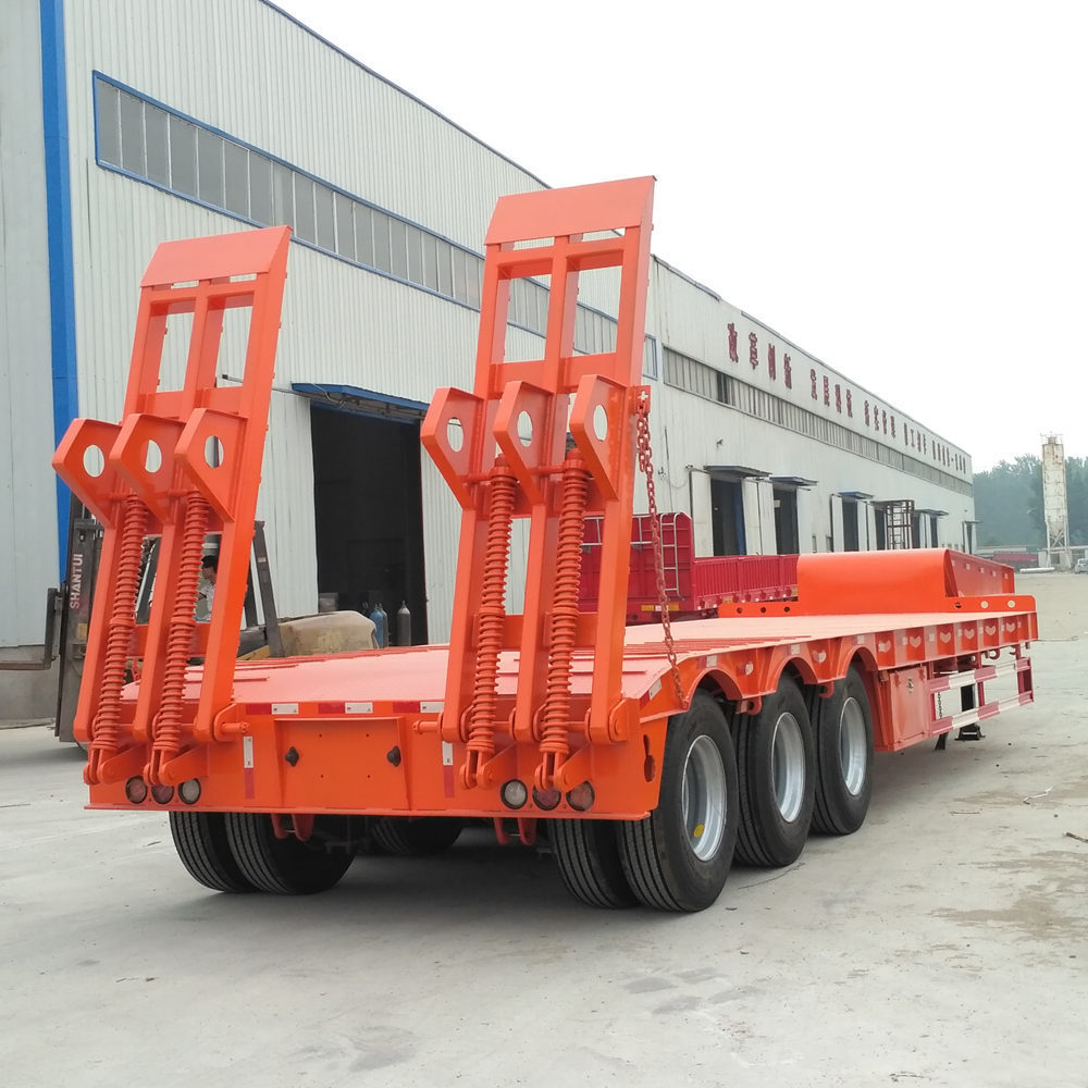 60Tons Low Bed Semi Trailer Dimensions Semi Flatbed Trailer Axle For Sale Made In China