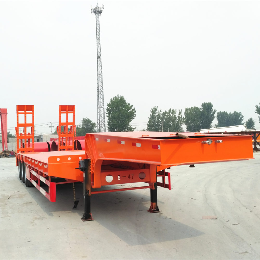 60Tons Low Bed Semi Trailer Dimensions Semi Flatbed Trailer Axle For Sale Made In China