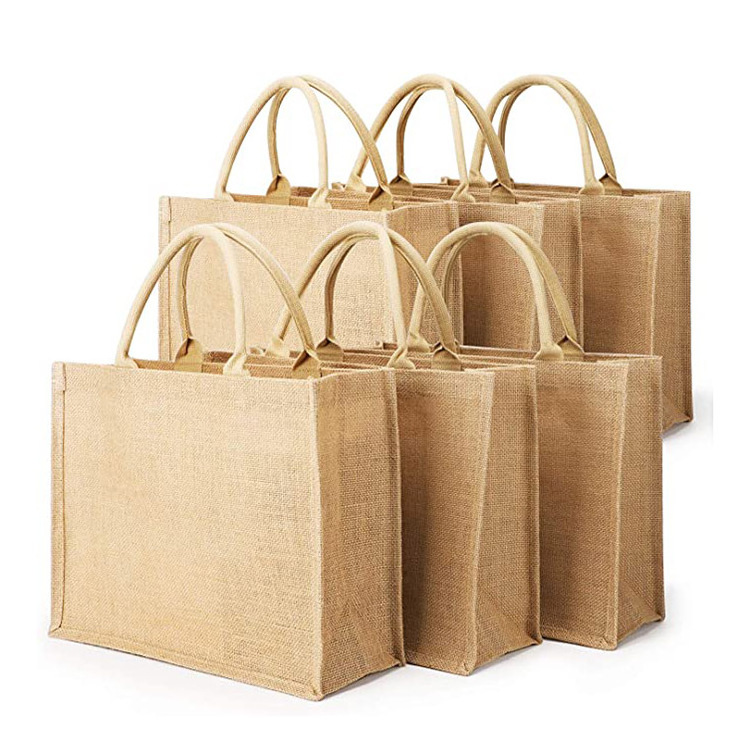 Wholesale Reusable Grocery Blank Burlap Customised Shopping Tote Jute Bags