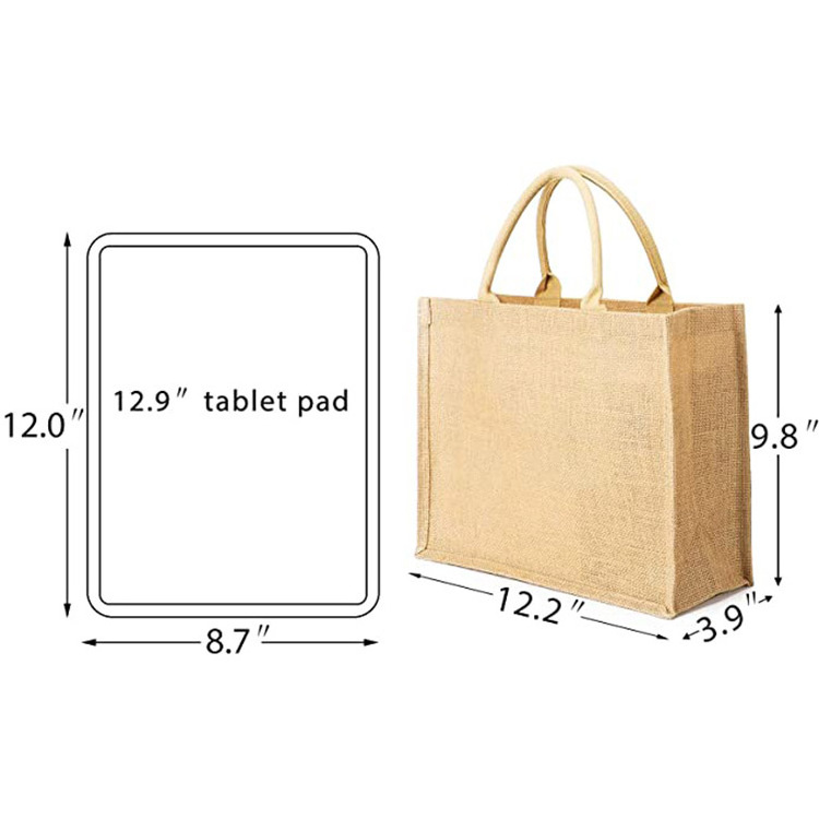 Wholesale Reusable Grocery Blank Burlap Customised Shopping Tote Jute Bags