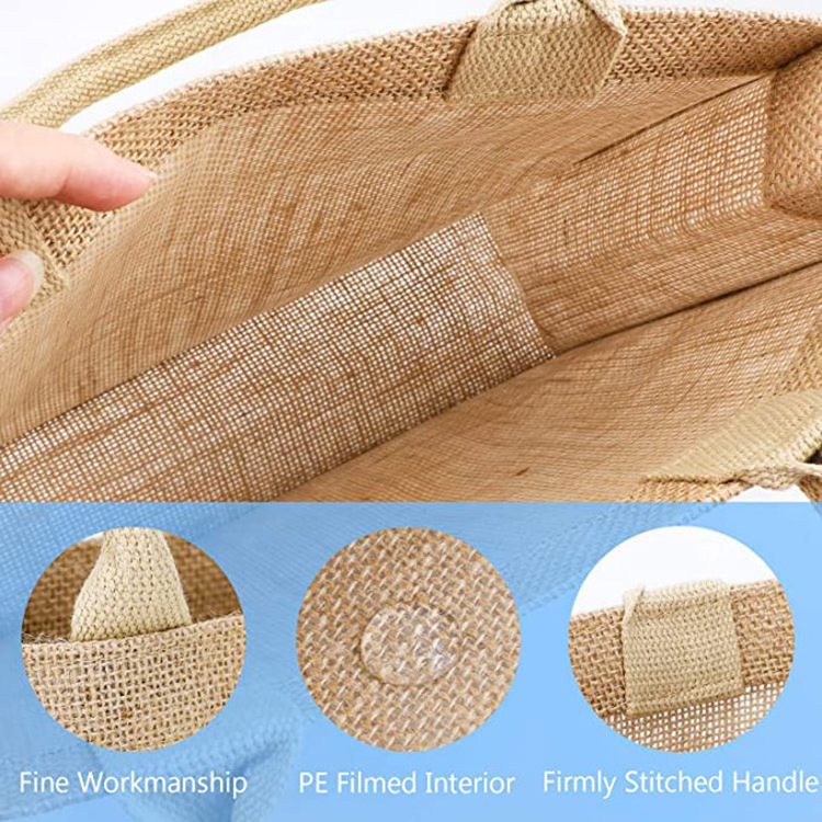 Wholesale Reusable Grocery Blank Burlap Customised Shopping Tote Jute Bags