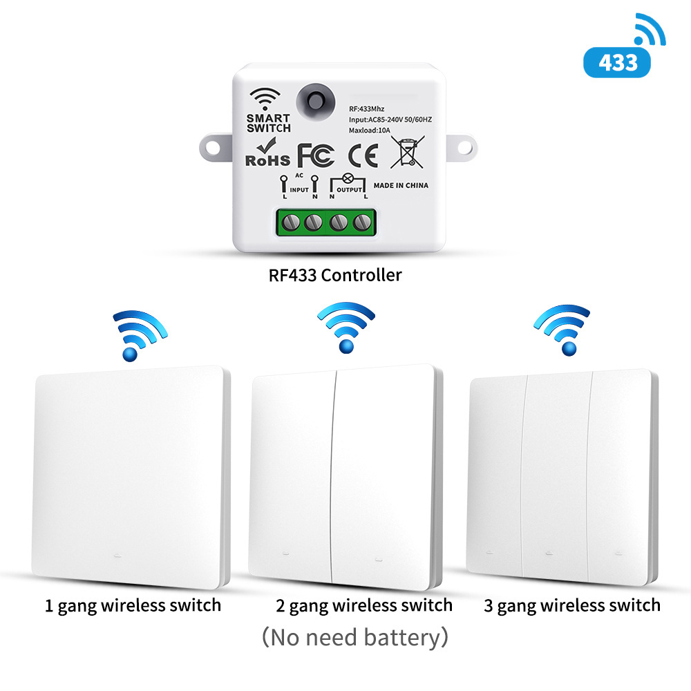 TideLink Tuya Smart Home Automation Timer Wall Light Switch Wireless RF433 Wireless Button Panel Control Aleax Zigbee Switch 10A