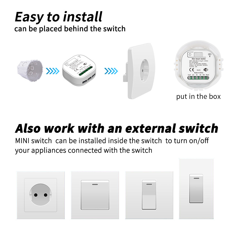 TideLink 10A 16A WIFI Zigbee Tuya Mini Smart Switch Interruptor Intelligent Unversally Remote&Voice Control Smart Timer