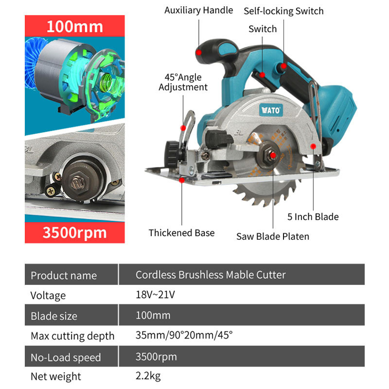 ATO A8072 talon pro power tools Li-ion Batteries cordless drill 18v GS cordless circular saw with battery