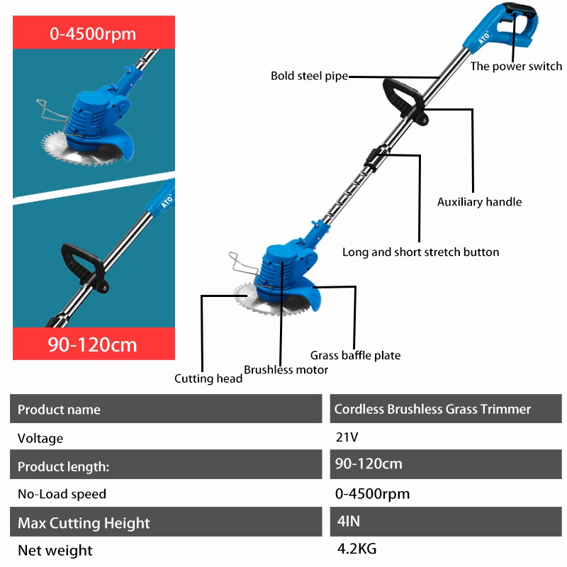 ATO A8351 industrial power tools DIY cordless drill 2000mah CE robin grass trimmer