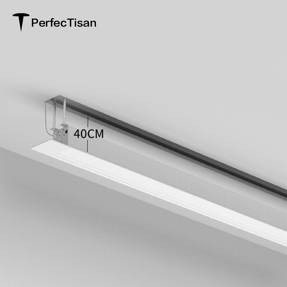 PerfecTisan grey motorised projector screen 150inch anti light tubular motor roll up motorized projector screen ceiling mount