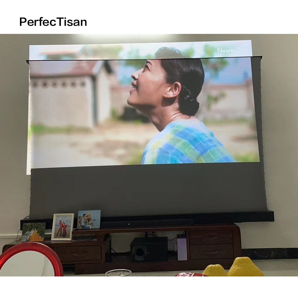 PerfecTisan ALR electric floor rising screen 4K high quality CBSP motorized screen 150 Degree for short throw laser projector