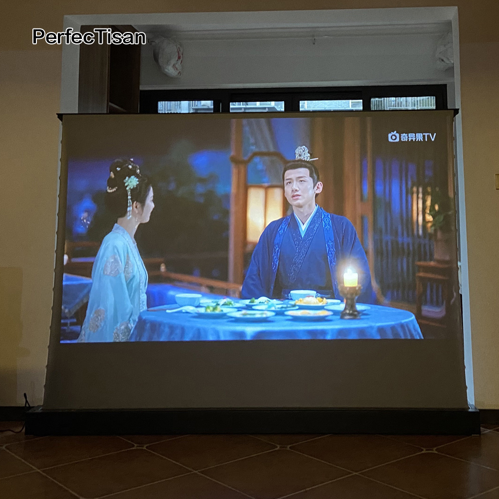 PerfecTisan ALR electric floor rising screen 4K high quality CBSP motorized screen 150 Degree for short throw laser projector