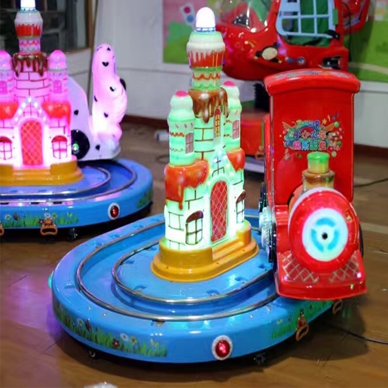 Indoor Electric Plastic Castle Track Train coin operated kids train rides for sales