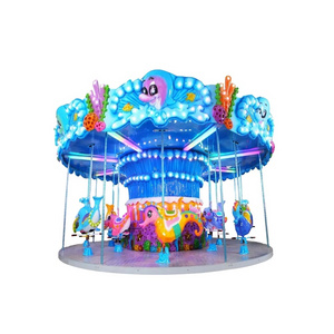 Amusement park merry go round fiberglass carousel horse 16 players game machine for shopping mall