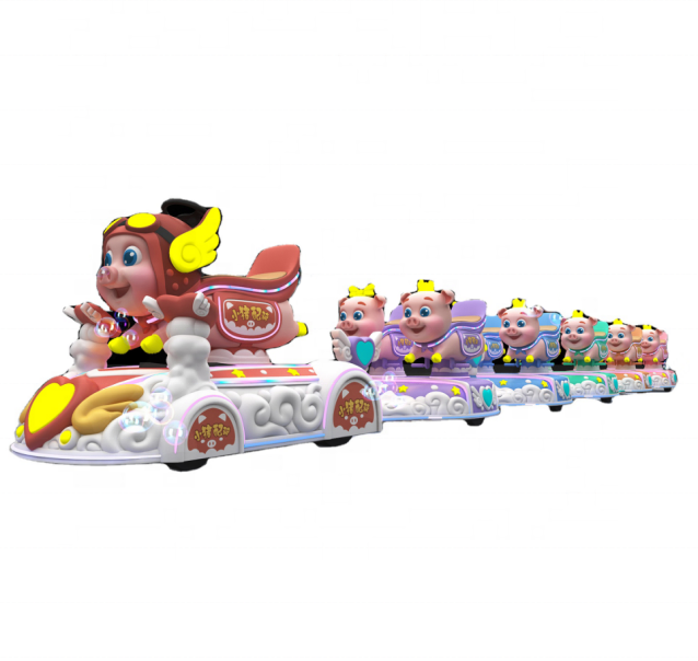 Amusement Park Machines Kiddie Rides Trackless Train Kid Amusement Park Rides Pig Train For 11 Players