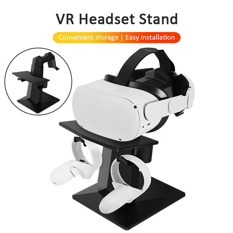 VR Stand for Oculus Quest 2 Accessories VR Headset and Touch Controllers Display Holder Index Black