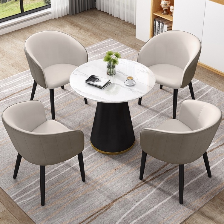 Space Saving Hotel Restaurant Dining Room Furniture Modern Meeting Table Marble Top Round Negotiating Leisure Table And Chairs