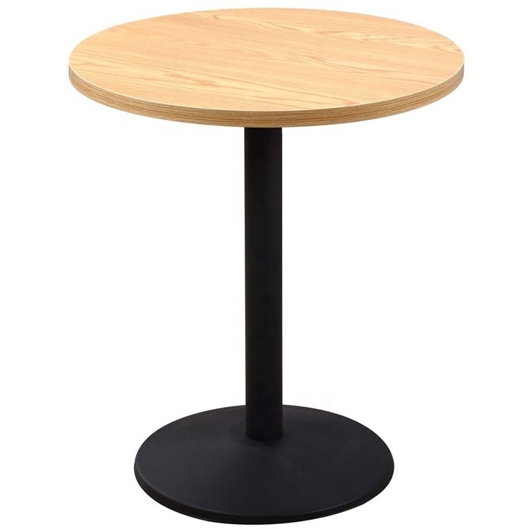 Restaurant Round Tables Top  Metal Iron Base Industrial Restaurant Furniture Wooden Dining Table And Chair Sets Cafe Set Table