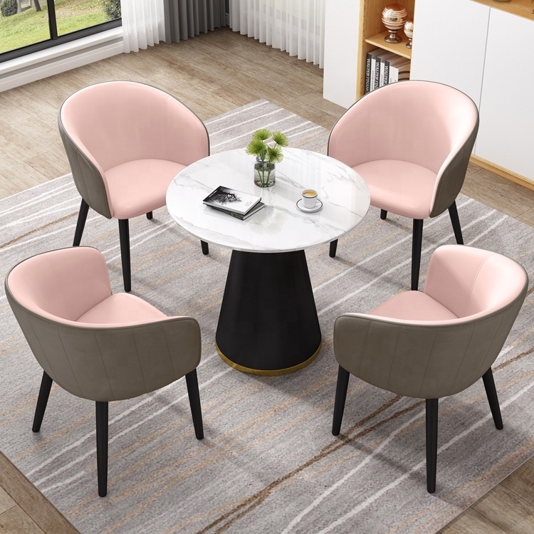 Space Saving Hotel Restaurant Dining Room Furniture Modern Meeting Table Marble Top Round Negotiating Leisure Table And Chairs