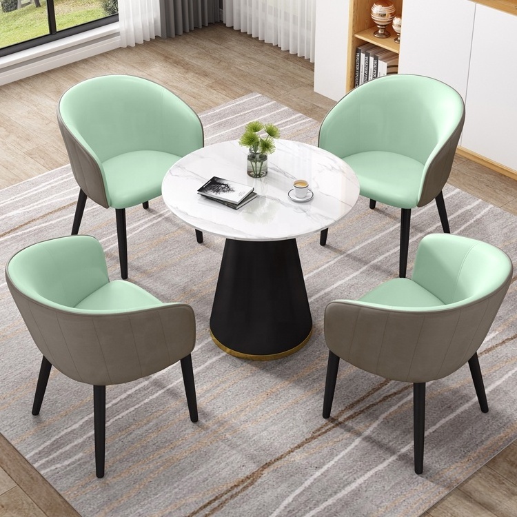 Space Saving Hotel Restaurant Dining Room Furniture Modern Meeting Table Marble Top Round Negotiating Leisure Table And Chairs