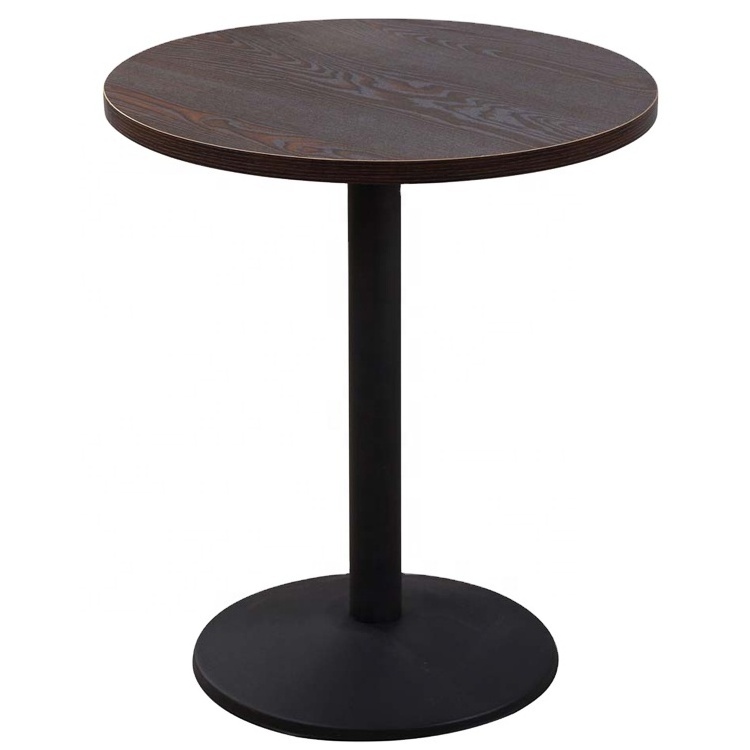 Restaurant Round Tables Top  Metal Iron Base Industrial Restaurant Furniture Wooden Dining Table And Chair Sets Cafe Set Table