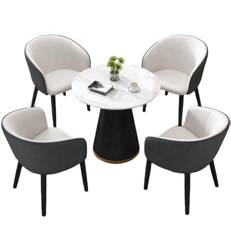 Space Saving Hotel Restaurant Dining Room Furniture Modern Meeting Table Marble Top Round Negotiating Leisure Table And Chairs