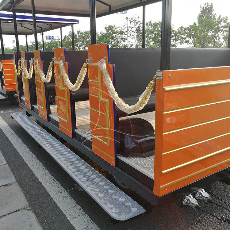 Train ride manufacturer fairground theme amusement park sightseeing road tourist trackless train for sale