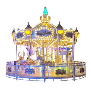 Outdoor Fairground Amusement Electric Kids Carousel Rocking Horse Ride Merry Go Round Theme Center Park