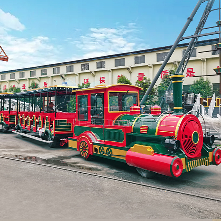 Fun Amusement Park rides High Quality China Supply Kids and Adults 56 seats Tourist Sightseeing Trackless Train for Sale