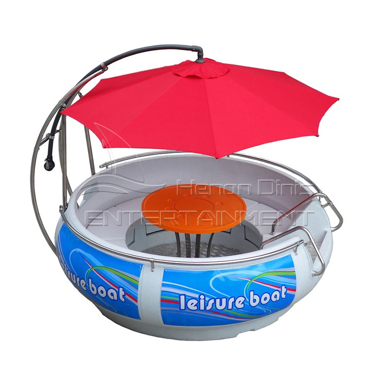 Outdoor Water Amusement rides Electric Motor Barbecue Boat kids and adults popular rides LED Lights BBQ Donut Boat for sale