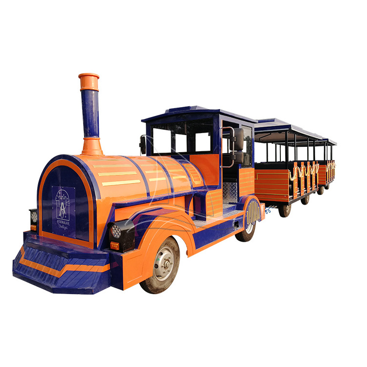 Train ride manufacturer fairground theme amusement park sightseeing road tourist trackless train for sale