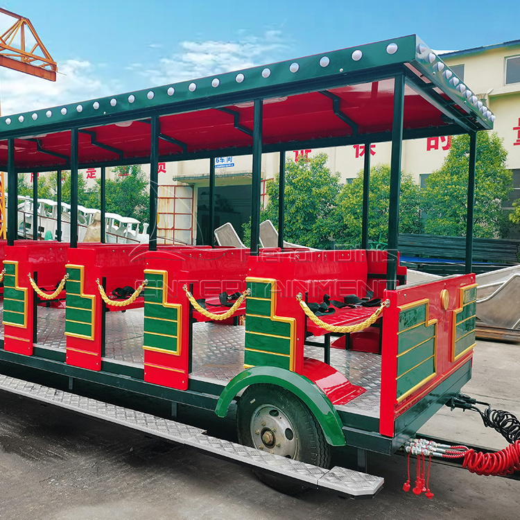 Fun Amusement Park rides High Quality China Supply Kids and Adults 56 seats Tourist Sightseeing Trackless Train for Sale